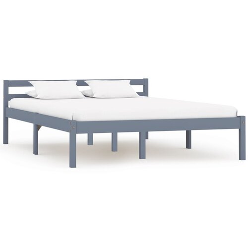VidaXL Okvir za krevet od masivne borovine sivi 140 x 200 cm Slike