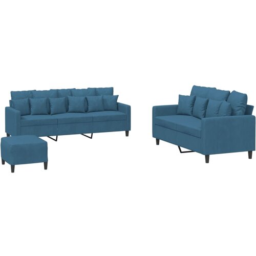 VidaXL 3-dijelni set sofa s jastucima plavi bar&amp;scaron;unasti Slike