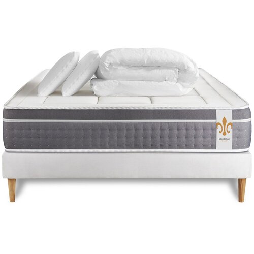 Litier Deluxe Kompletni paket za posteljo - Vzmetnica 200x200 cm + Vzmetnica z letvami (komplet) + 2 vzglavnika + Prevleka - Trente, (21614218) Cene