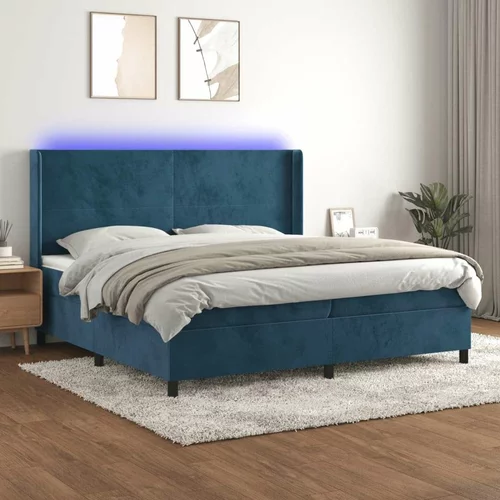  Box spring postelja z vzmetnico LED temno modra 200x200cm žamet, (20761115)
