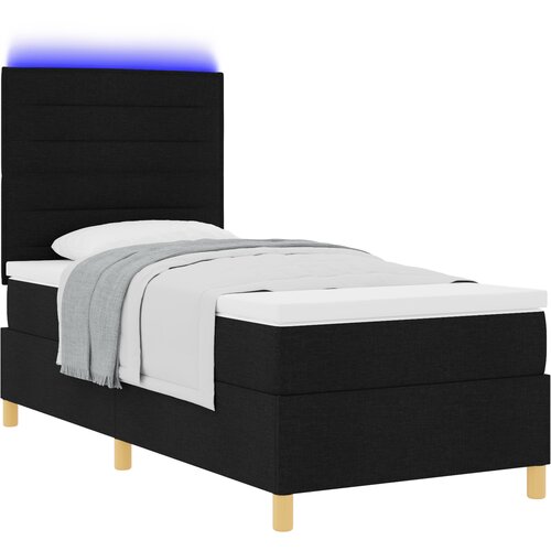 vidaXL Postelja na vzmet z vzmetnico in LED svetlobo Črna 100x200 cm Tkanina Cene