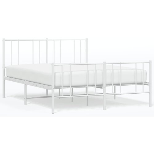 VidaXL Kovinski posteljni okvir z vzglavjem in vznožjem bel 135x190 cm, (20737204) Slike