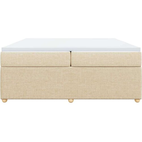 vidaXL Box spring postelja z vzmetnico krem 200x200 cm blago Cene