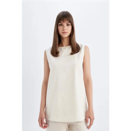 Defacto Regular Fit Crew Neck Cotton Sleeveless Tunic