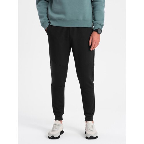 Ombre Men's sweatpants with ottoman fabric inserts - black Cijene
