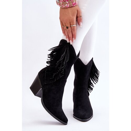 Kesi Women&amp;#039;s Low Suede Cowboy Boots Black Elyse Slike