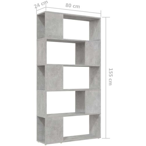 VidaXL ormarić za knjige / pregrada boja betona 80x24x155 cm iverica Slike
