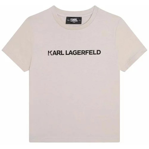 Karl Lagerfeld Otroška bombažna kratka majica bež barva