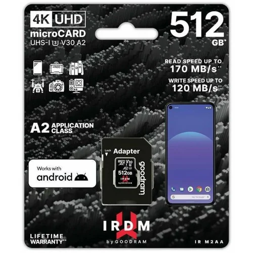 Goodram Spominska kartica MicroSD 512GB, 170MB/s, IRDM M2A IR-M2AA-5120R12