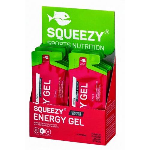 Squeezy Energy Gel + Caffeine Booster Box 12 &amp;times; 33 g - limona + kofein Slike