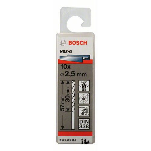 Bosch burgija za metal 2,5 x 30 x 57 mm HSS-G DIN 338 2608585909 Slike