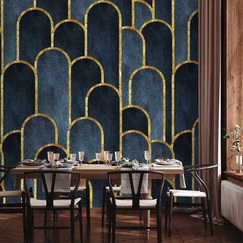  Foto tapeta - Gold and Navy Blue Pattern 200x140 Vodootporna Cene