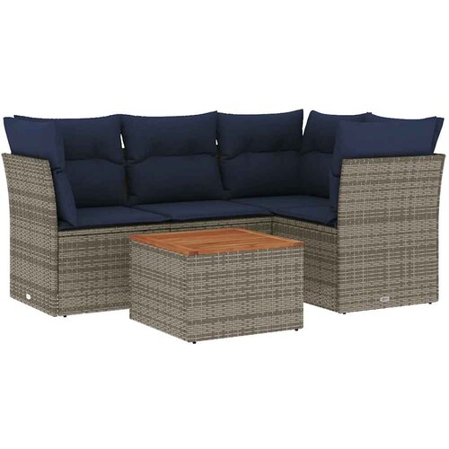  5-dijelni set vrtnih sofa od poliratana s jastucima sivi Siva Slike