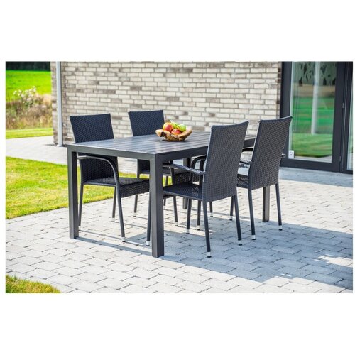 Bonami Selection vrtna jedilna garnitura za 4 osebe s črnimi stoli paris in mizo viking, 90 x 150 cm Slike