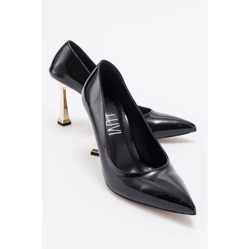 LuviShoes MERLOT Women's Black Patent Leather Heeled Shoes