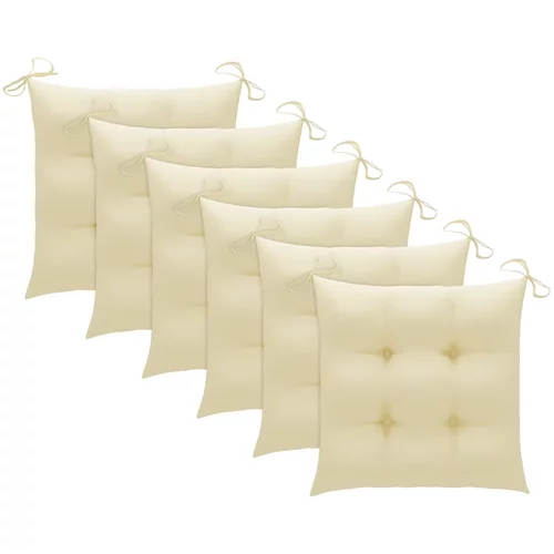  Jastuci za stolice 6 kom krem bijeli 50 x 50 x 7 cm od tkanine