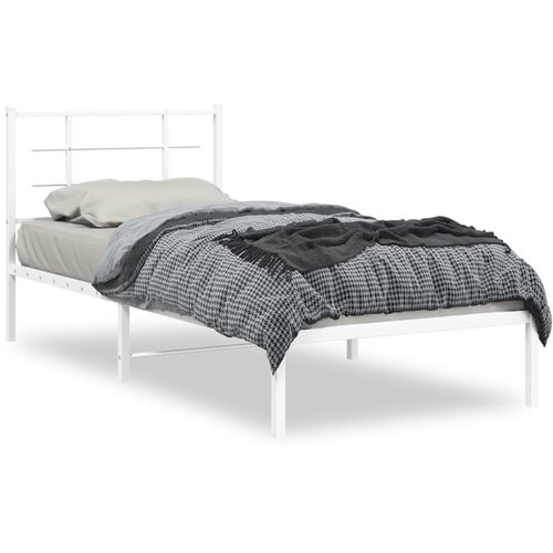 vidaXL Metalni okvir za krevet s uzglavljem bijeli 90x200 cm Cene