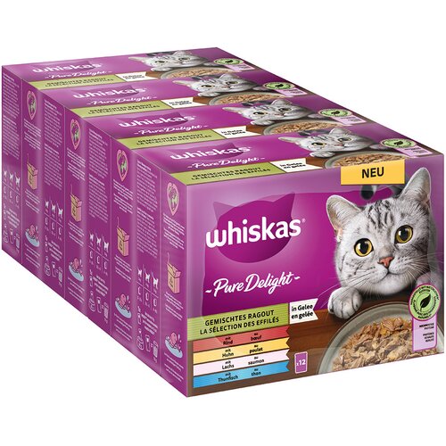 MULTI pakiranje Whiskas Pure Delight porcijske vrečke 48 x 85 g - Me&scaron;ani ragu v želeju Cijene