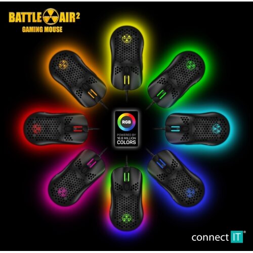 Connect IT CMO-5511-BK - LED RGB žični gejmerski mi&amp;scaron; 200-12800 DPI crne boje Slike