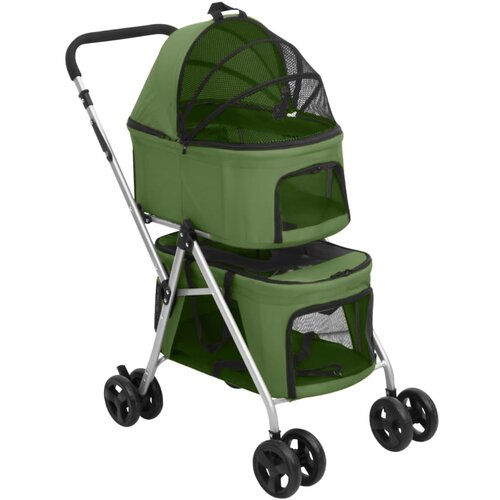 vidaXL Zložljiv pasji voziček 2-nadstropni zelen 83x48x97 cm blago Cene
