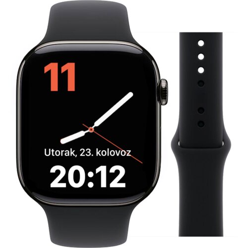 Apple Watch Series 11&nbsp;GPS + Cellular 46mm&nbsp;Slate Titanium Case with Black Sport Band - M/L, (5000011476) Cene