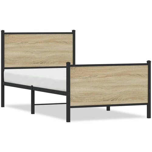 vidaXL Kovinski posteljni okvir z vzglavjem in vznožjem 90x190 cm Cene