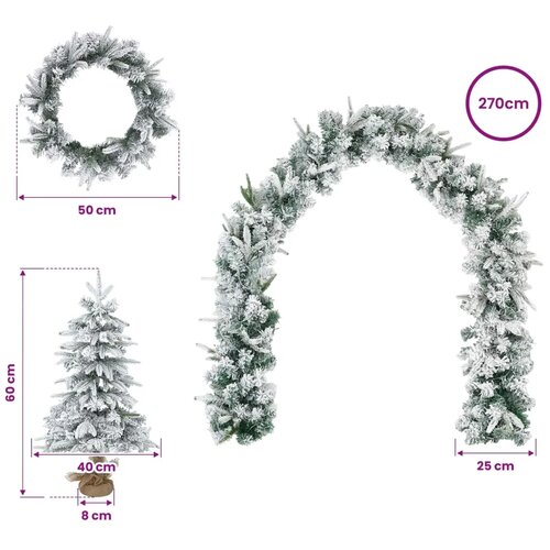Mini božićno drvce 60 cm PVC i PE Zelena i bijela - Bijela 60 cm bez LED svjetala Slike
