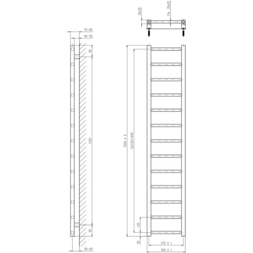 Sapho radijator za kupatilo metro light 150x30 cm sjajni hrom Slike