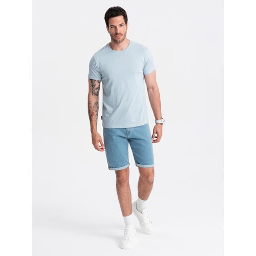 Ombre BASIC men's classic cotton T-shirt - light blue Cene