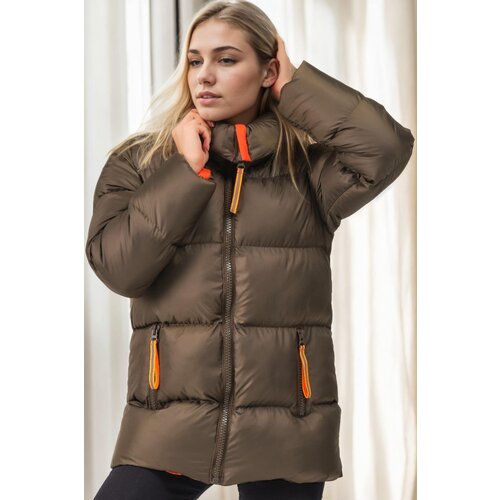 Dewberry Z6682 WOMEN&amp;#039;S COAT-KHAKI-1 Slike
