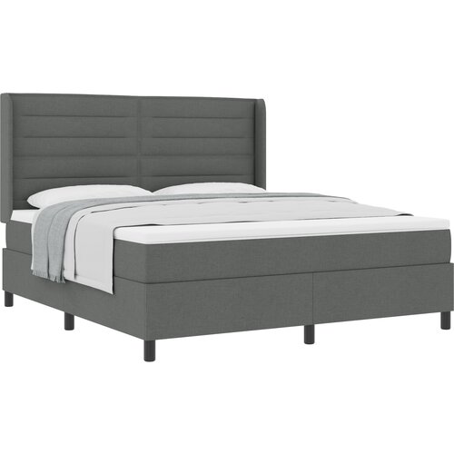 vidaXL Box Spring Postelja z Blazino Temno Siva 180x200 cm Tkanina, (22050097) Cene