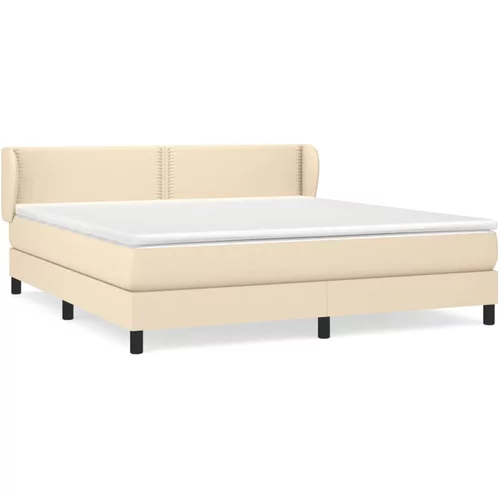 vidaXL Box spring postelja z vzmetnico krem 160x200 cm blago, (20895789)