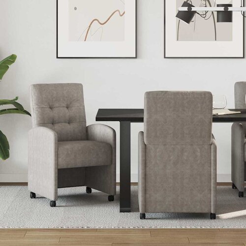 vidaXL Jedilni stoli s kolesi 2 pcs Siva 57 x 67 x 98 cm Umetna koža Cene