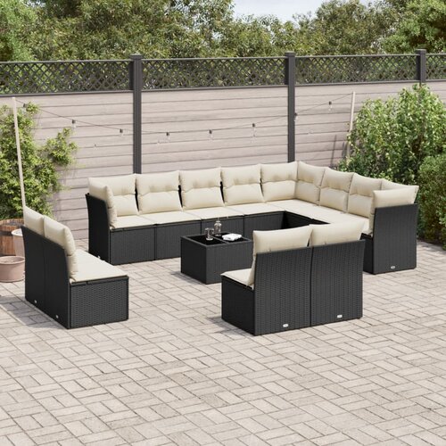  13-dijelni set vrtnih sofa s jastucima poliratan crni Cijene