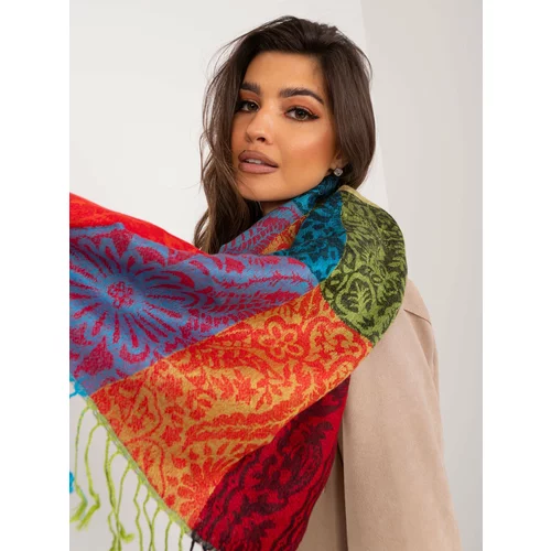 Fashion Hunters Colorful women's scarf with fringe