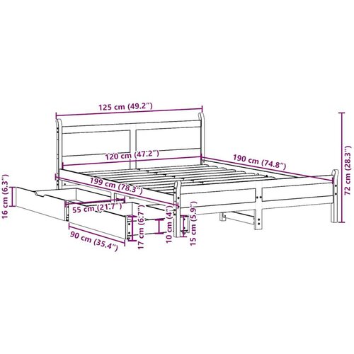 vidaXL Posteljni okvir brez vzmetnice bel 120x190 cm trdna borovina Cene