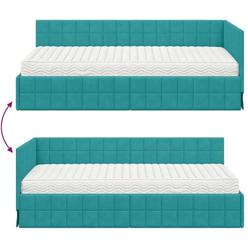 VidaXL Kutni krevetni okvir s madracem 2 pcs Tirkizna Bar&amp;scaron;un - Tirkizna 100 x 200 cm Slike