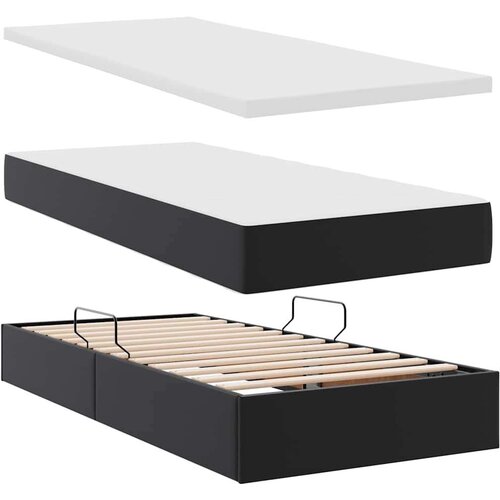  Krevet s madracem i skladi&amp;scaron;tem Crna 90 x 190 cm Lažna koža - Crna 90 x 190 cm Slike