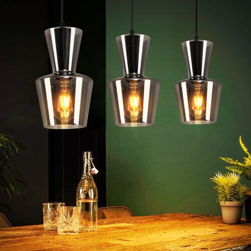 Nettlife viseča svetilka za jedilno mizo, vintage dimno sivo steklo E27 za dnevno sobo ali kuhinjo, (22123020) Cene