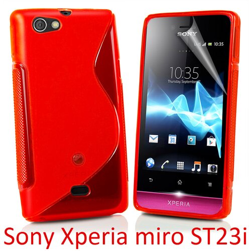  Gumijasti / gel etui S-Line za Sony Xperia miro ST23i - rdeči Cene