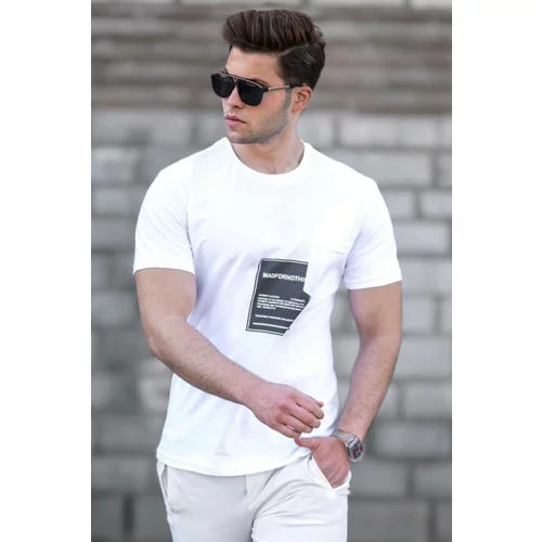 Madmext Men's Printed White T-Shirt 5271