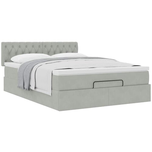  Otomanski krevet s madracem svijetlosivi 140x190 cm bar&amp;scaron;unasti Slike
