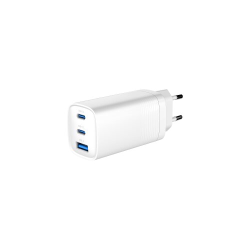  USB punjač 2xType-C + 1xUSB-A fast charger, 65W PD, white GEMBIRD, TA-UC-PDQC65-01-W Slike