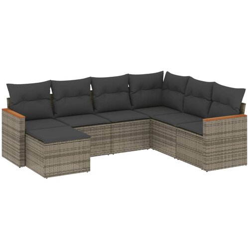 Maison Chic Seti vrtnega pohištva - Vrtna garnitura - Vrtni pohištvo set 7-delna z blazinami siv poli ratan, (21803133) Cene