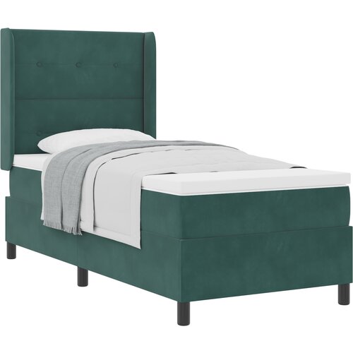 vidaXL Box Spring postelja z vzmetnico temno zelena 90x200 cm žamet, (22050621) Cene