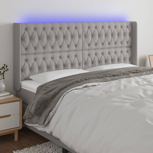 The Living Store LED posteljno vzglavje svetlo sivo 183x16x118/128 cm blago - LED Vzglavje, (21659760) Slike