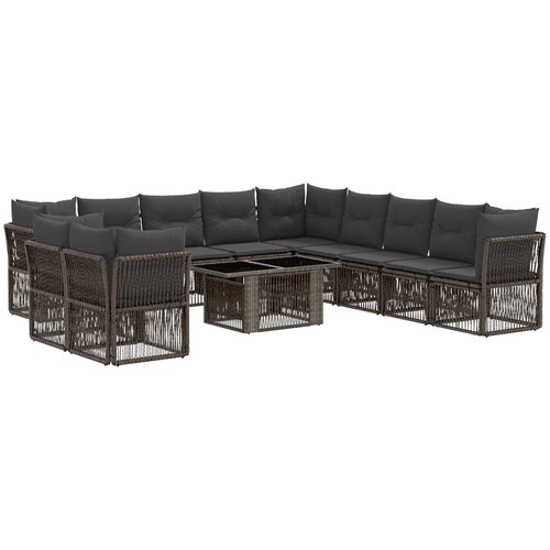  Sjedeća garnitura za vrt 12 kom. Siva poliratan 100 x 55 x 73 cm Slike