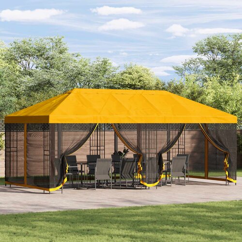 Paviljon s bočnim stranama 6 x 3 m Žuta Poliester i čelik 190 Cijene