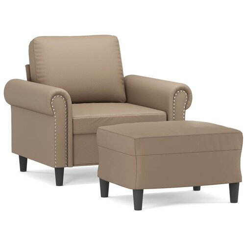 VidaXL Fotelj s stolčkom za noge kapučino 60 cm umetno usnje, (20909943) Slike
