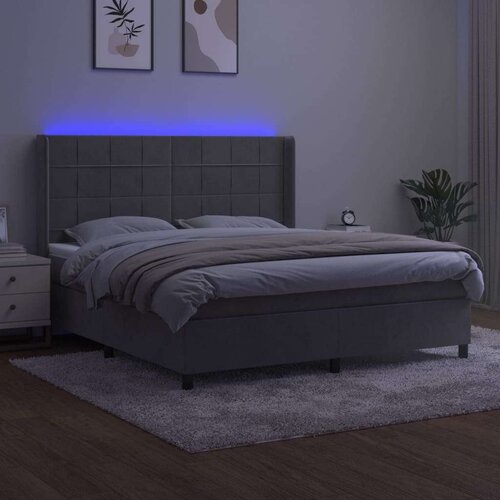  Box spring s madracem LED svjetlosivi 160x200 cm bar&amp;scaron;un Slike